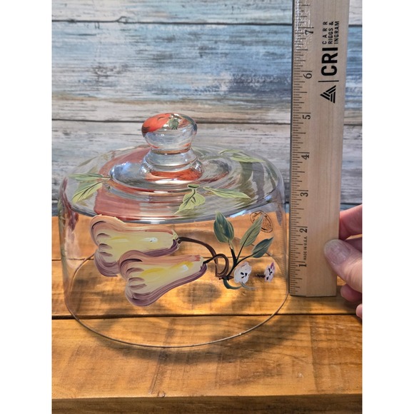 Home Essentials and Beyond Glass Covered Cheese Dome Hand Painted Fruit Design - Picture 11 of 11